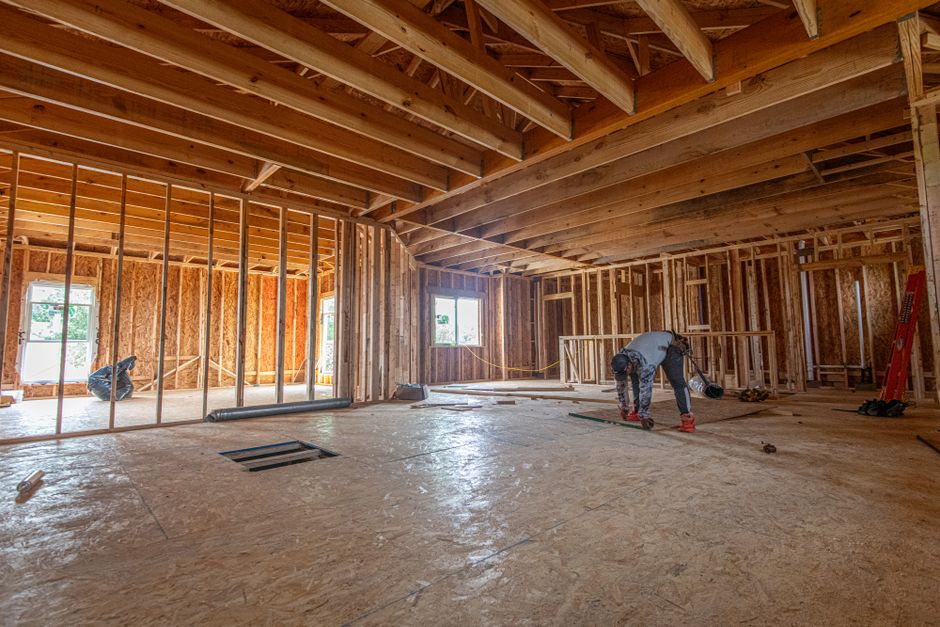 Home construction framing for a new addition